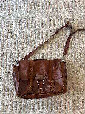 Brown Leather Crossbody Satchel/ Copper River